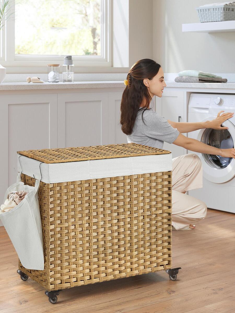 Rattan Plant Basket - Panier à linge avec couvercle, 42,3