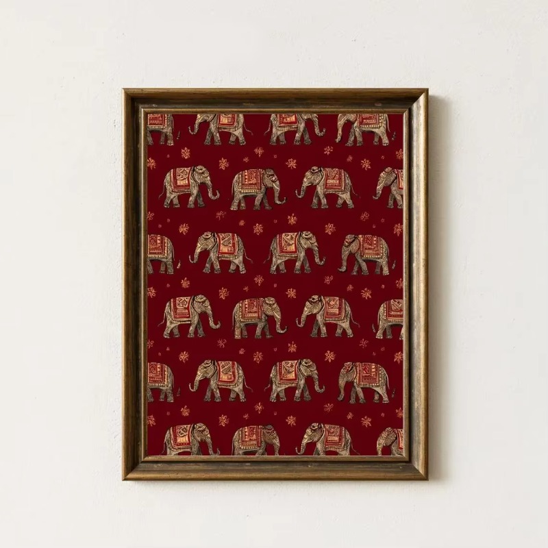 Home Decor Indonesia - Impression motif éléphant indien, Art mural
