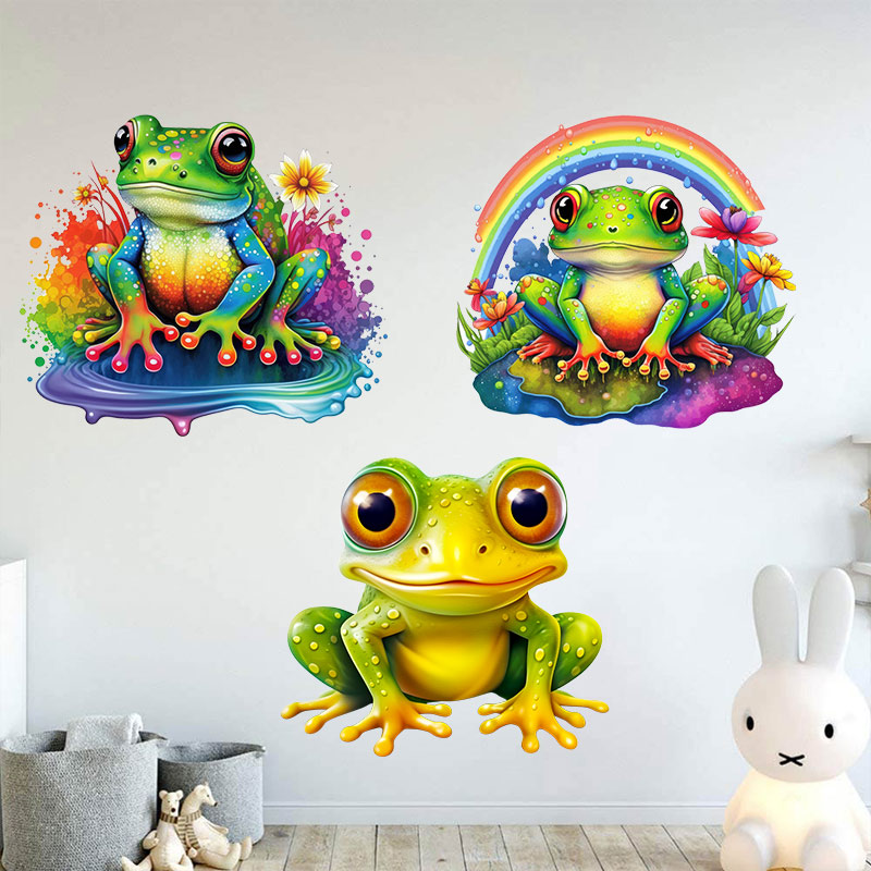 Home Decor Y2K - M728 mignon arc-en-ciel grenouille autocollant mural